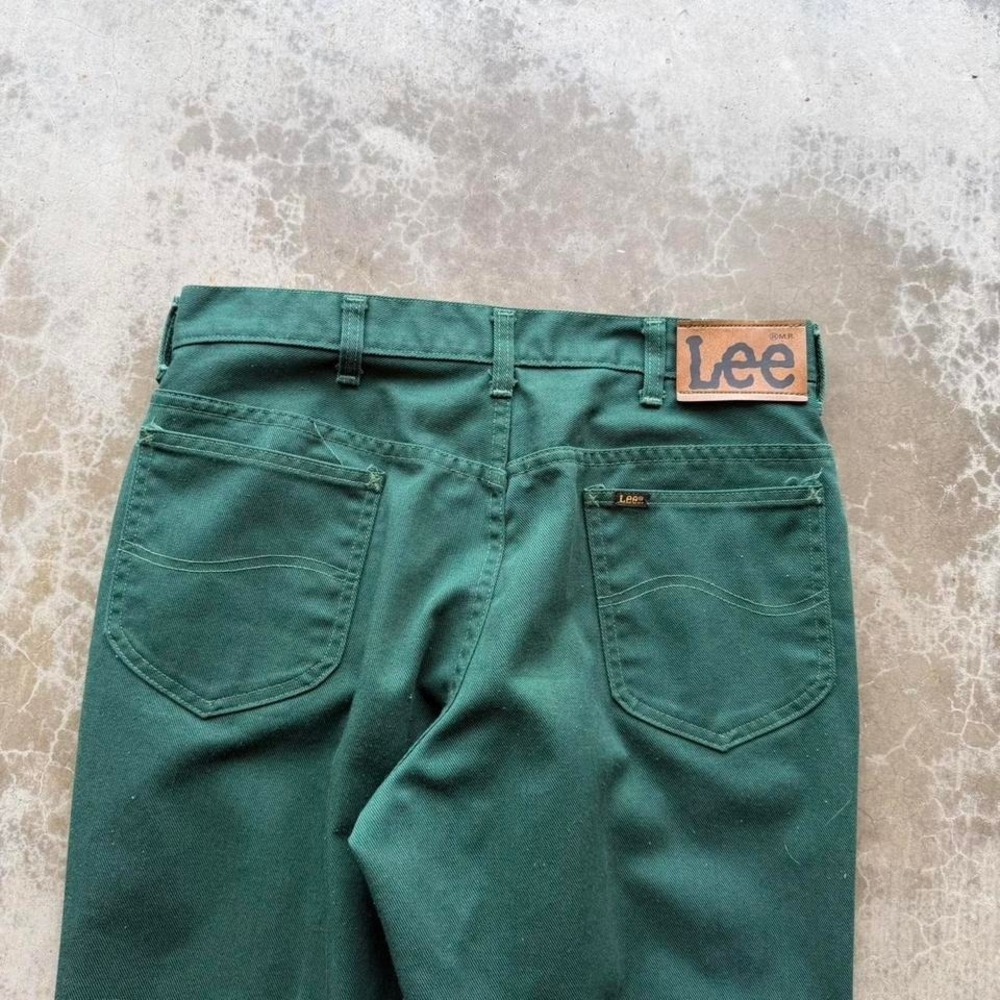 True vintage 70's LEE Forrest green bell bottom flare boot cut trousers pants 32 - Picture 5 of 8